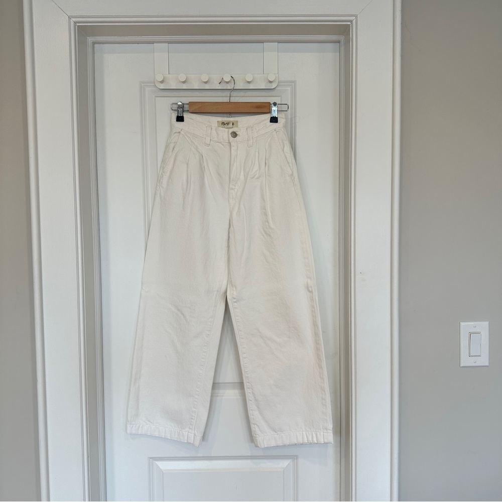 Madewell White Wide-Leg Trousers